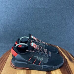 Adidas NMD R1 V2 Mens 7.5 Shoes Core Black Solar Red Primeknit Sneakers FW6409